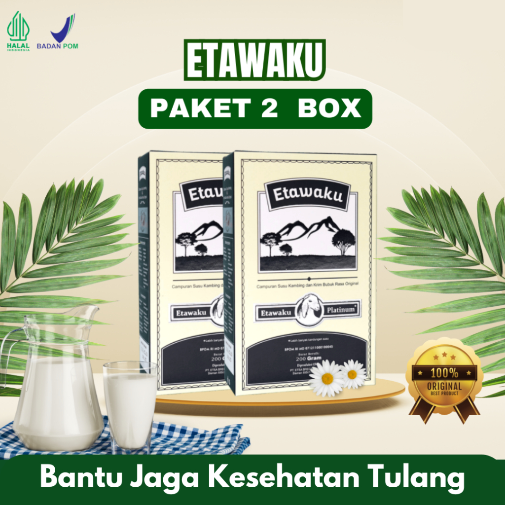 

Paket 2 BOX Etawaku Platinum 100% Asli || Susu Kambing Etawa Murni dan Bubuk Krimer Nabati Rendah Gula Bebas Pengawet 3x Lebih Efektif Atasi Masalah Pencernaan Nyeri Sendi & Tulang Pernafasan, Jaga Kesehatan Jantung Cegah & Turunkan Diabetes