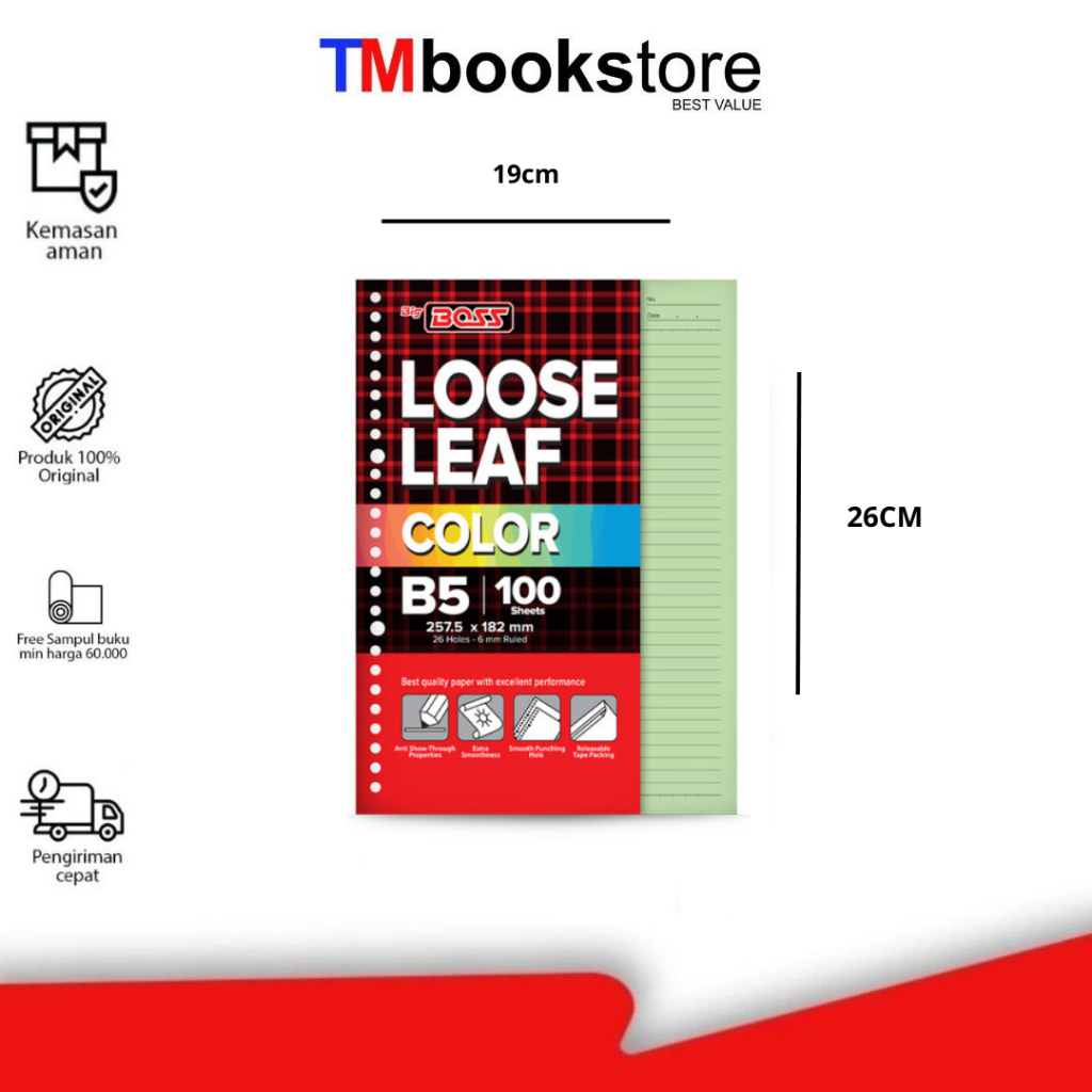 

LOOSE LEAF B5 100 GREEN BIG BOSS