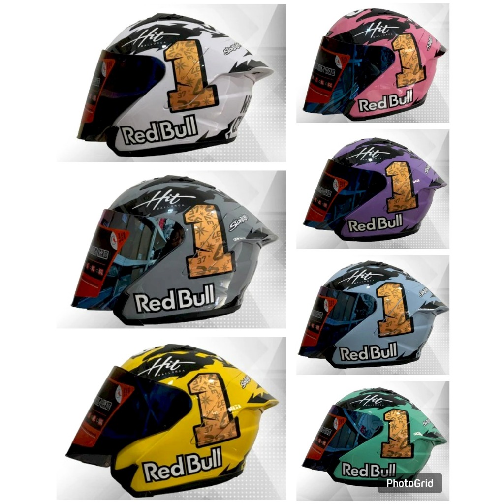 HELM SRZ VENZA REDBULL ORIGINAL SNI DESAIN TERBARU HELM HALF FACE HELM