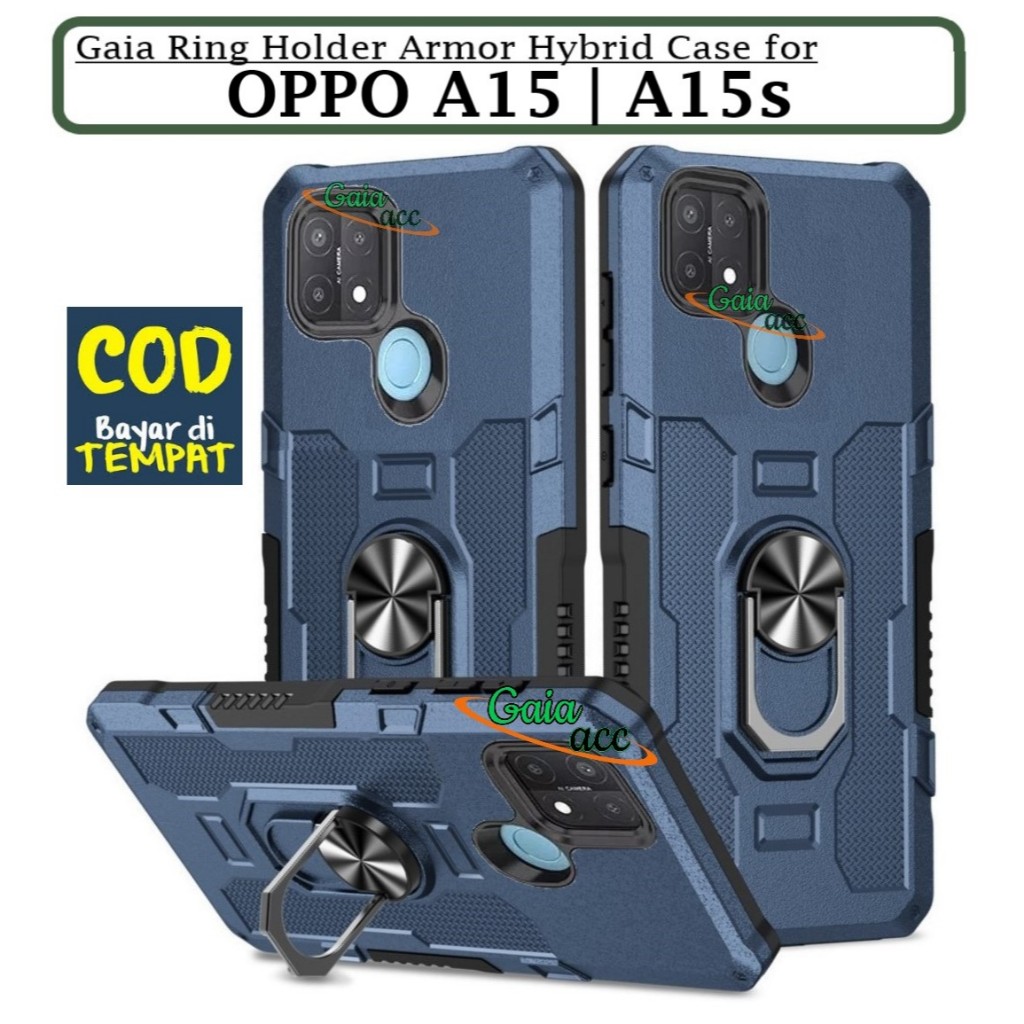 OPPO A15 /OPPO A15s Casing Hard Case Ring Armor Robot Case Kickstand Hybrid/Hit Ring Case Holder Pre