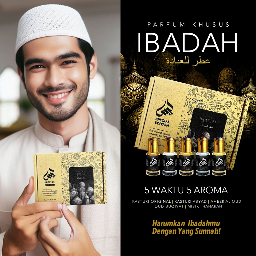 New Parfum Sholat 5 WAKTU 5 AROMA Non Alkohol Awet Tahan Lama | Kasturi Original | Kasturi Putih | A