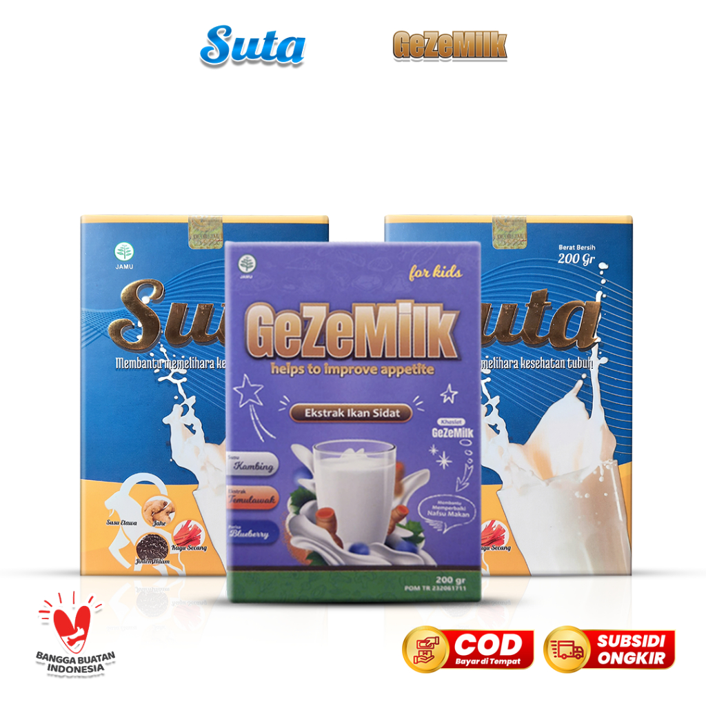 

Suta 2 Box & GeZeMilk 1 Box Paket Bundling – Solusi Kesehatan Menyeluruh untuk Wanita dan Anak