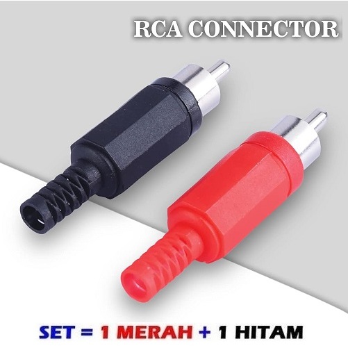 Jack RCA Plastik / Set sepasang Merah Hitam Colokan RCA Jack Audio Video Konektor  Input Jeck Audio 
