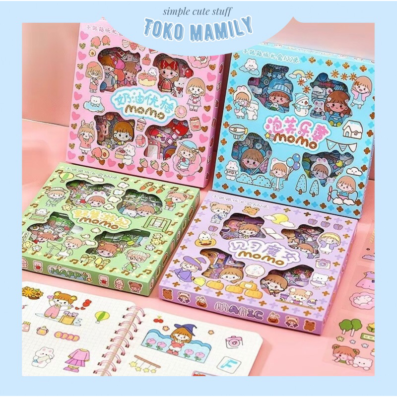 

[Toko Mamily] 100Lembar Set Momo Cute Series Sticker | Stiker Hias Lucu