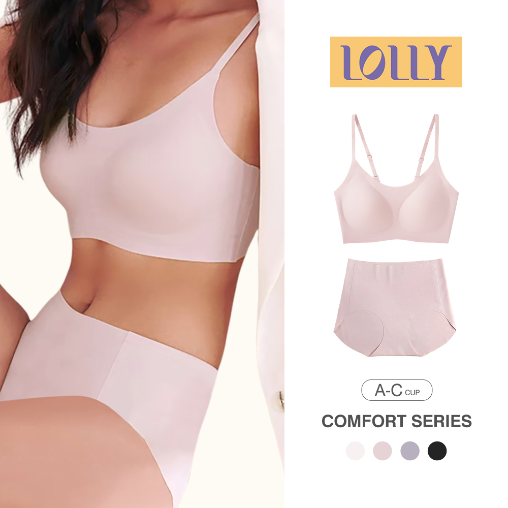 LOLLY Set-Bra Seamless No Wire Push Up/Ice Silk Celana Dalam Wanita #Set-002