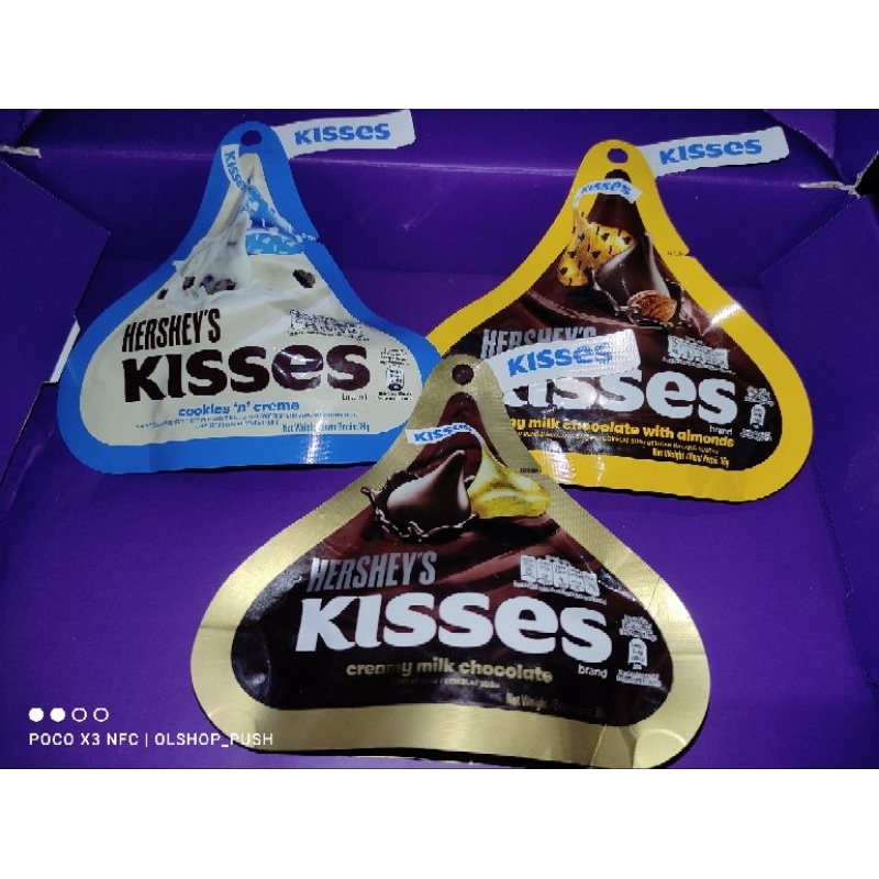 

MURAH Hershey Chocolate Kisses Milk / Almond / Cookies N Cream Uk 36gr