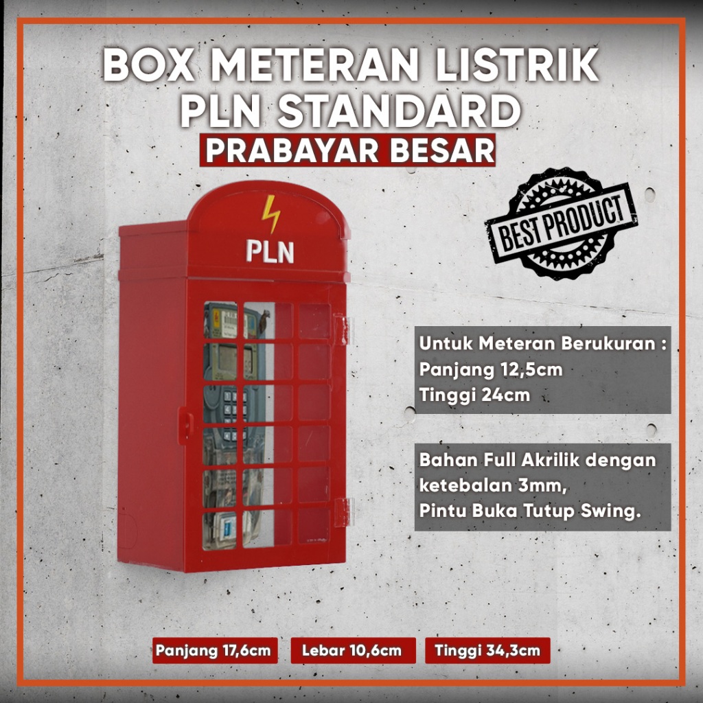 Box Listrik KWH Meter Token Prabayar Besar Bahan Acrylic/Akrilik