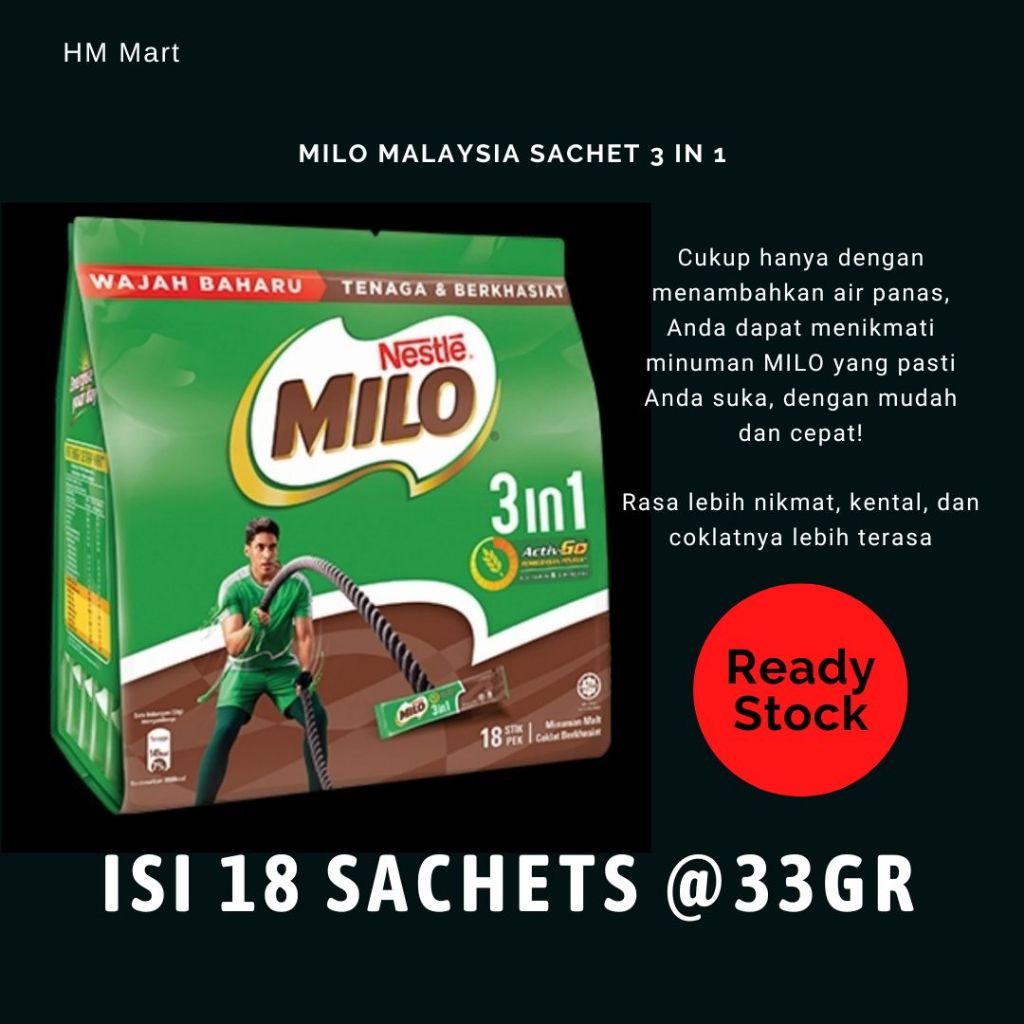 

Milo Malaysia 3 in1 isi 18 stik