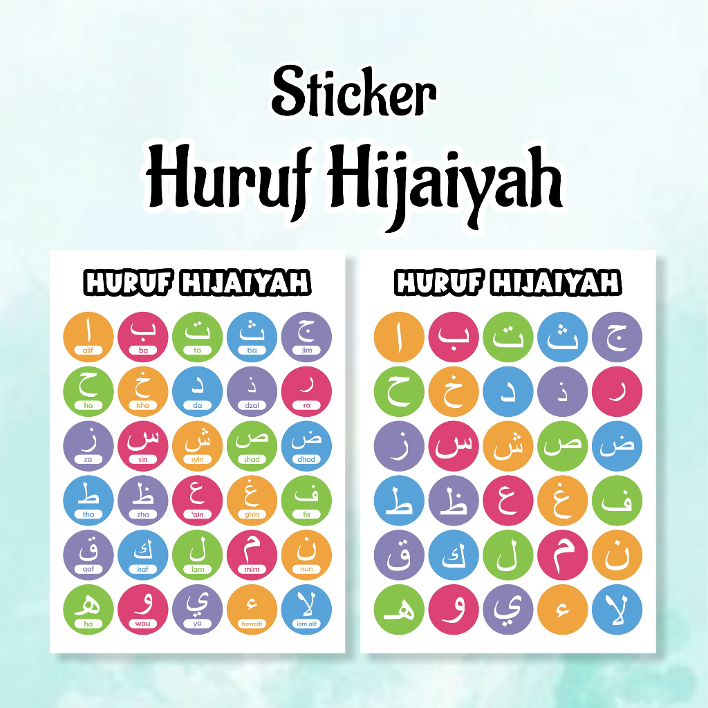 

30 Pcs Stiker Hijaiyah Stiker Huruf Arab Aneka Warna Anti Luntur