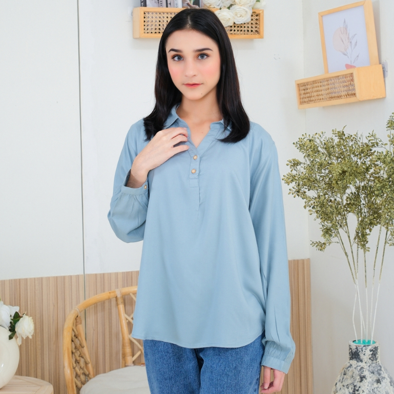RILLEY Kemeja Blus Fina Atasan Blouse Muslim Wanita