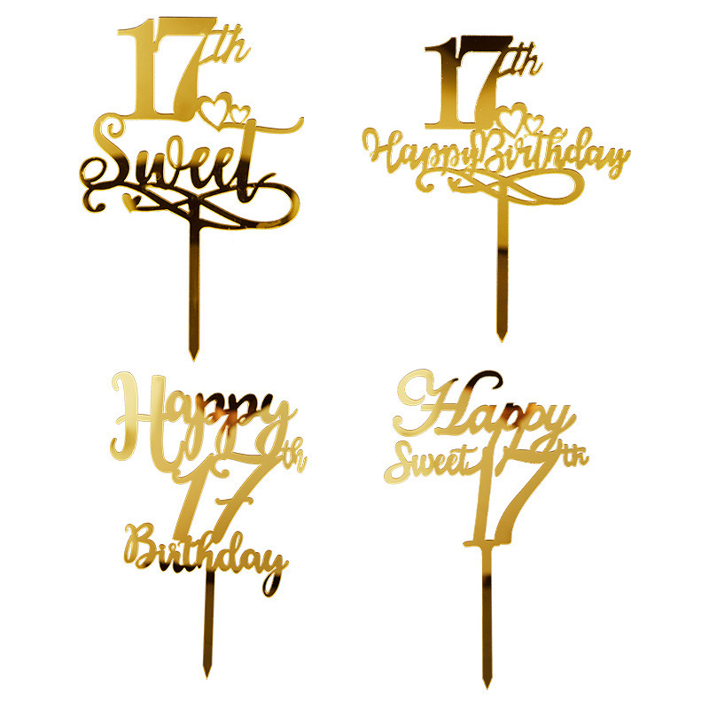 Cake topper SWEET SEVENTEEN/Hiasan kue AKRILIK SWEET SEVENTEEN