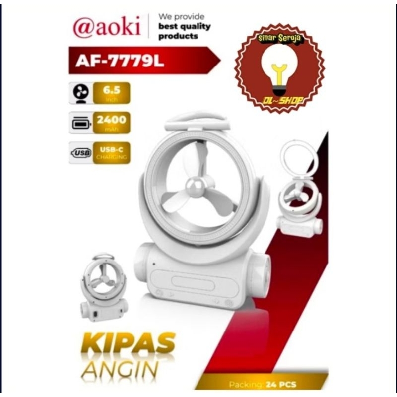 Kipas Angin Lampu Emergency USB AF-7779L AOKI