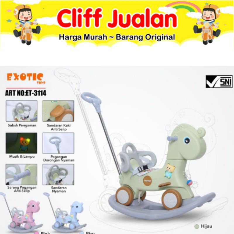 CLIFF JUALAN MAINAN RIDE ON KUDA KUDA AN BISA DINAIKI EXOTIC ET 2108/ ET 2110/ET 2138/ ET 2139 / ET