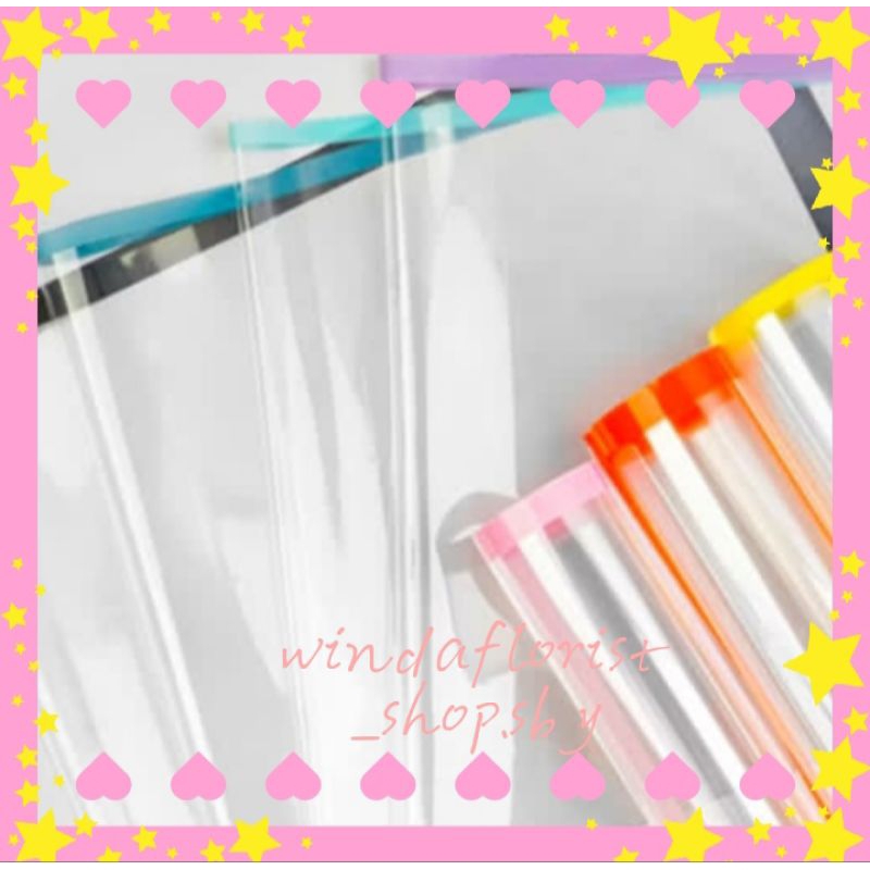 

Kertas Buket (ECER) Cellophane Flower Wrapping Bening Transparant List Warna