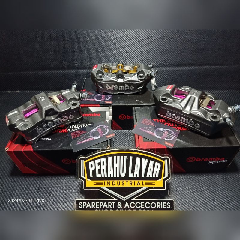 kaliper brembo m4 m50 m7 m3 m432 tipe type M/kaliper kepala pala babi brembo 4p 4 piston pitch 100  