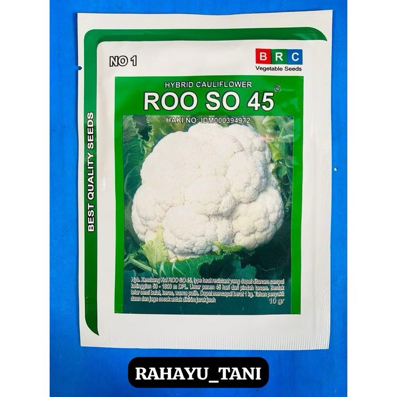 Benih Kembang Kol ROO SO 45 Isi 10 gr BRC / bibit brokoli putih bunga rooso roso  45