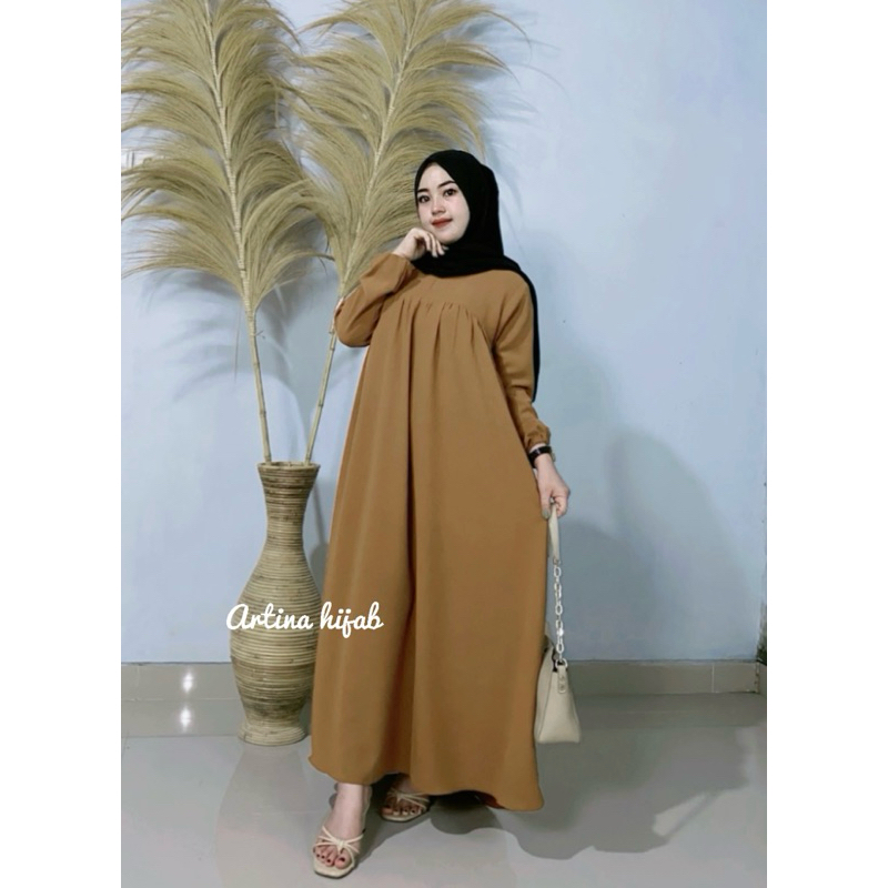 gamis crinkle airfolw premium | gamis remaja dewasa | gamis simple elegan