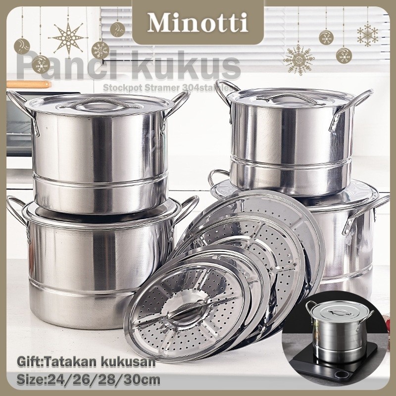 Pot Steamer Panci Kukus 242623CM Panci Dandang Kukus Stainless Steel Stock Pot Steamer Stainless dan