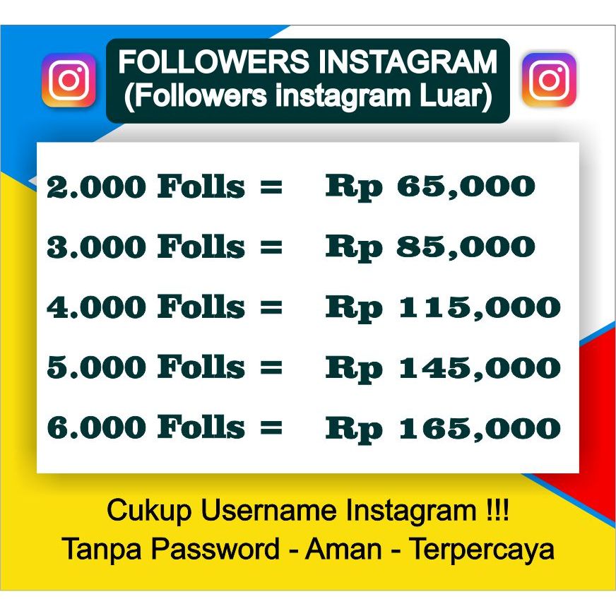 FOLLOWERS INSTAGRAM LUAR PROSES CEPAT CUKUP USERNAME TANPA PASSWORD