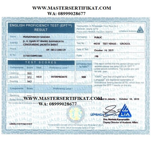 

TOEFL LBPP LIA PUSAT TOEFL PBT ITP DLL