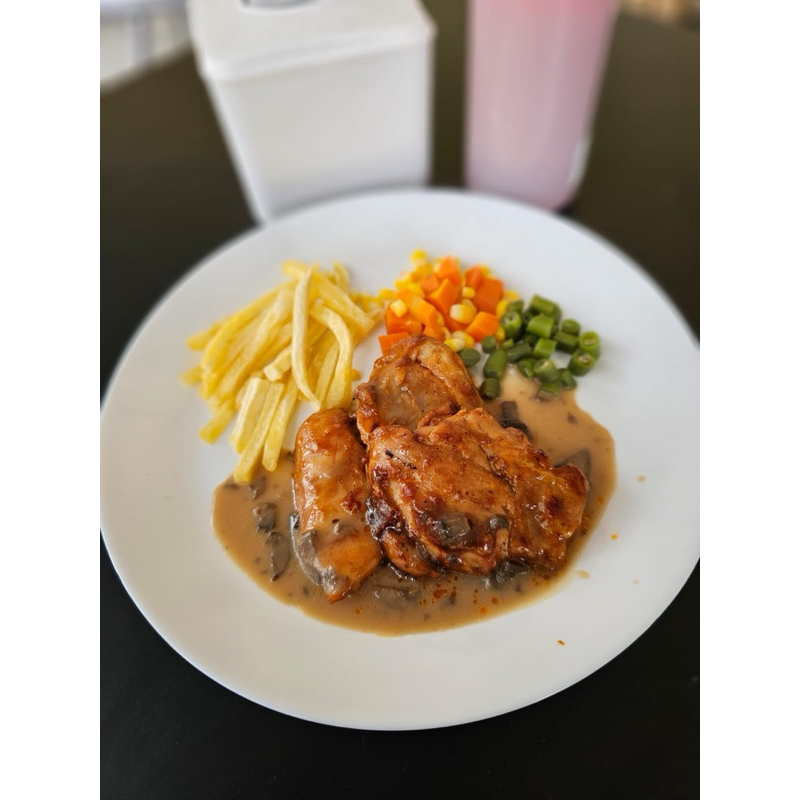 

Chicken Steak Stik Ayam dengan Saus Jamur Mushroom