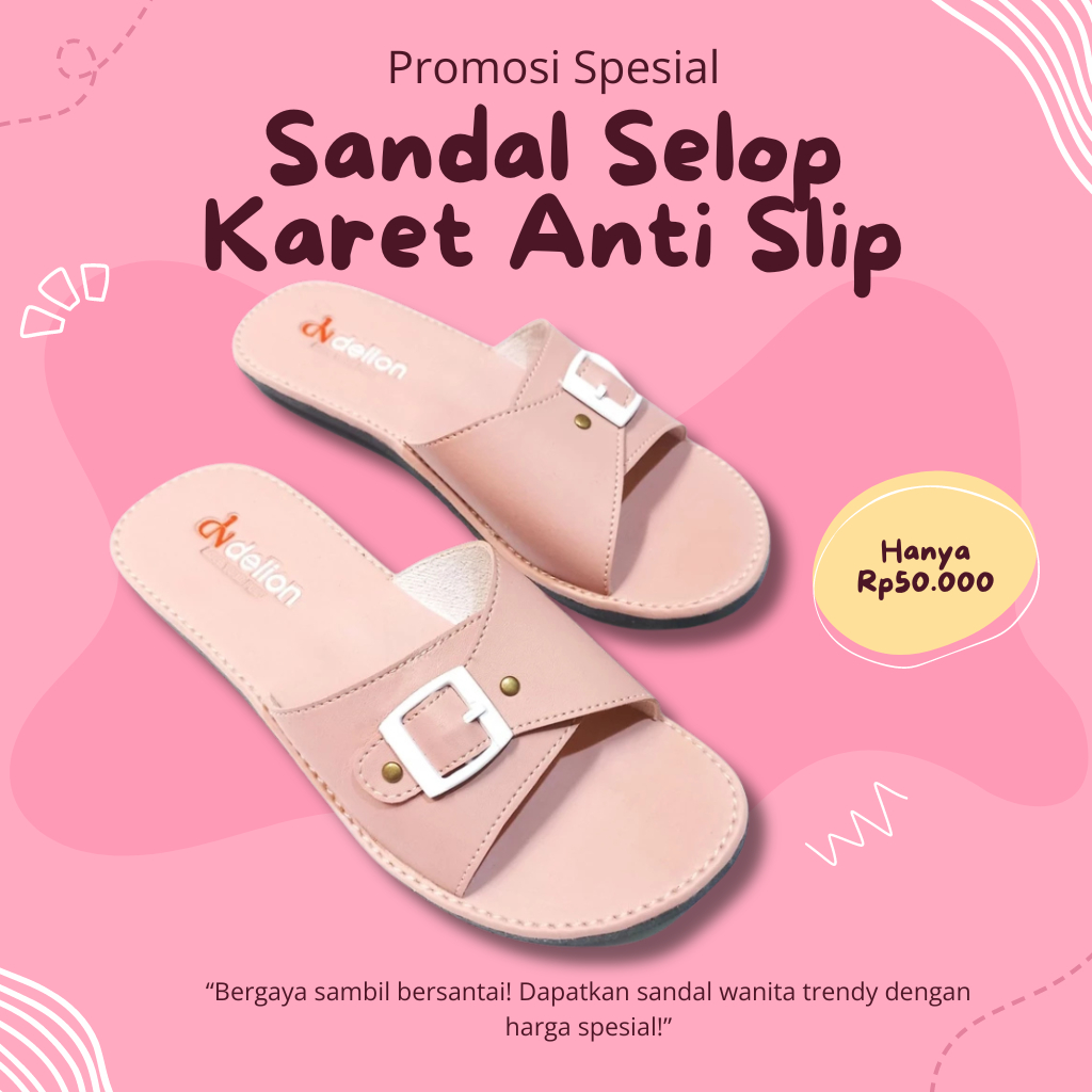Termurah Sandal Gesper Karet Wanita - Sandal Selop Full Karet - Sandal Slop Wanita Polos Karet - San