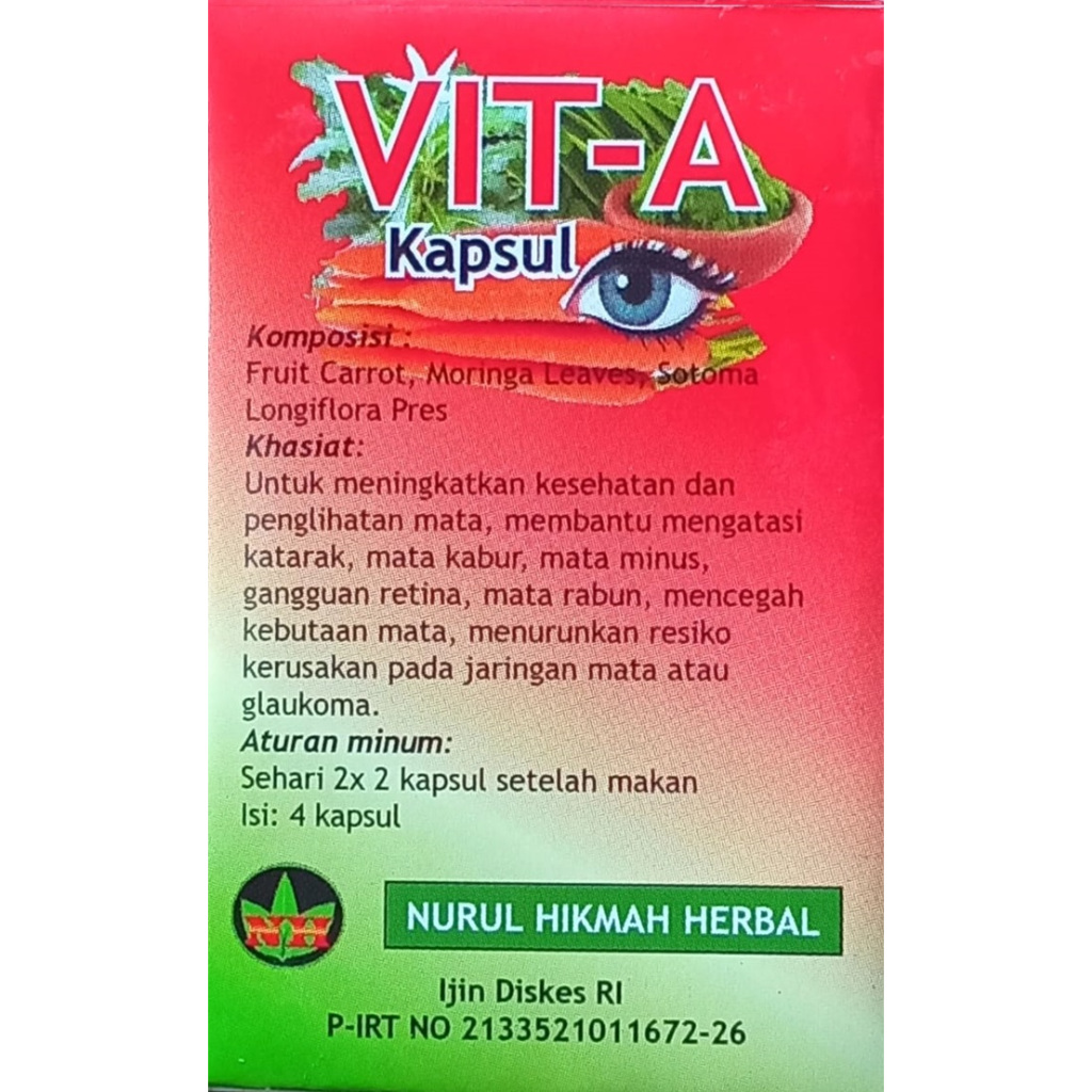 

VIT-A kapsul obat herbal mata katarak mata kabur mata buram
