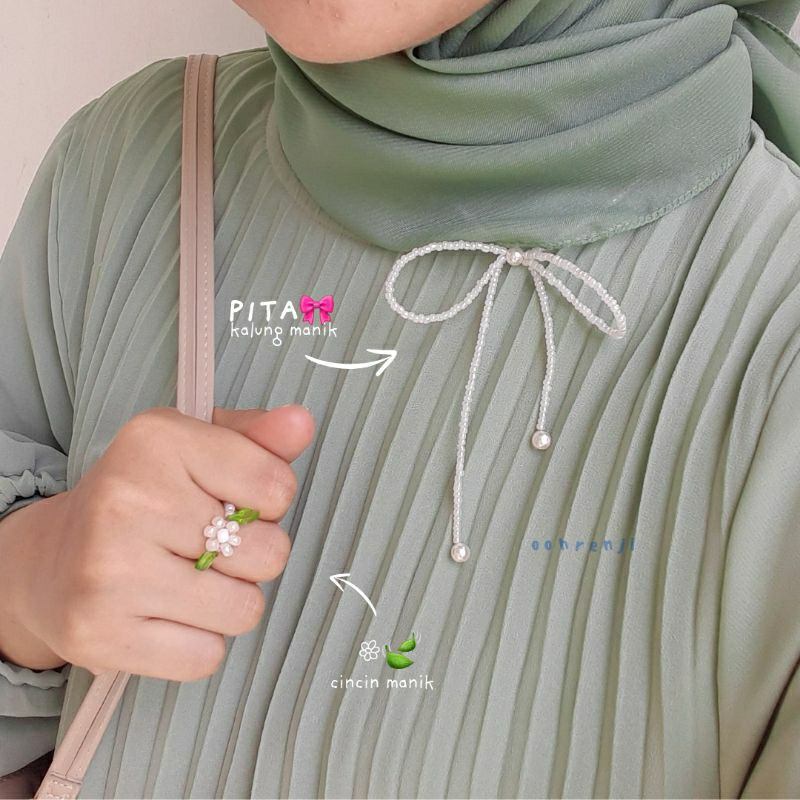 OOHRENJI - coquette aesthetic necklace / kalung manik hijab / choker beads / aksesoris aestetik kore