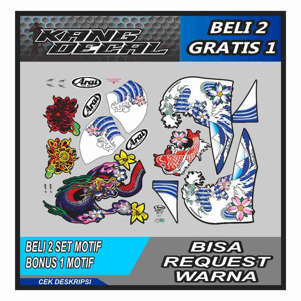 Water Decal/Stiker Decal Helm Motif ORIENTAL