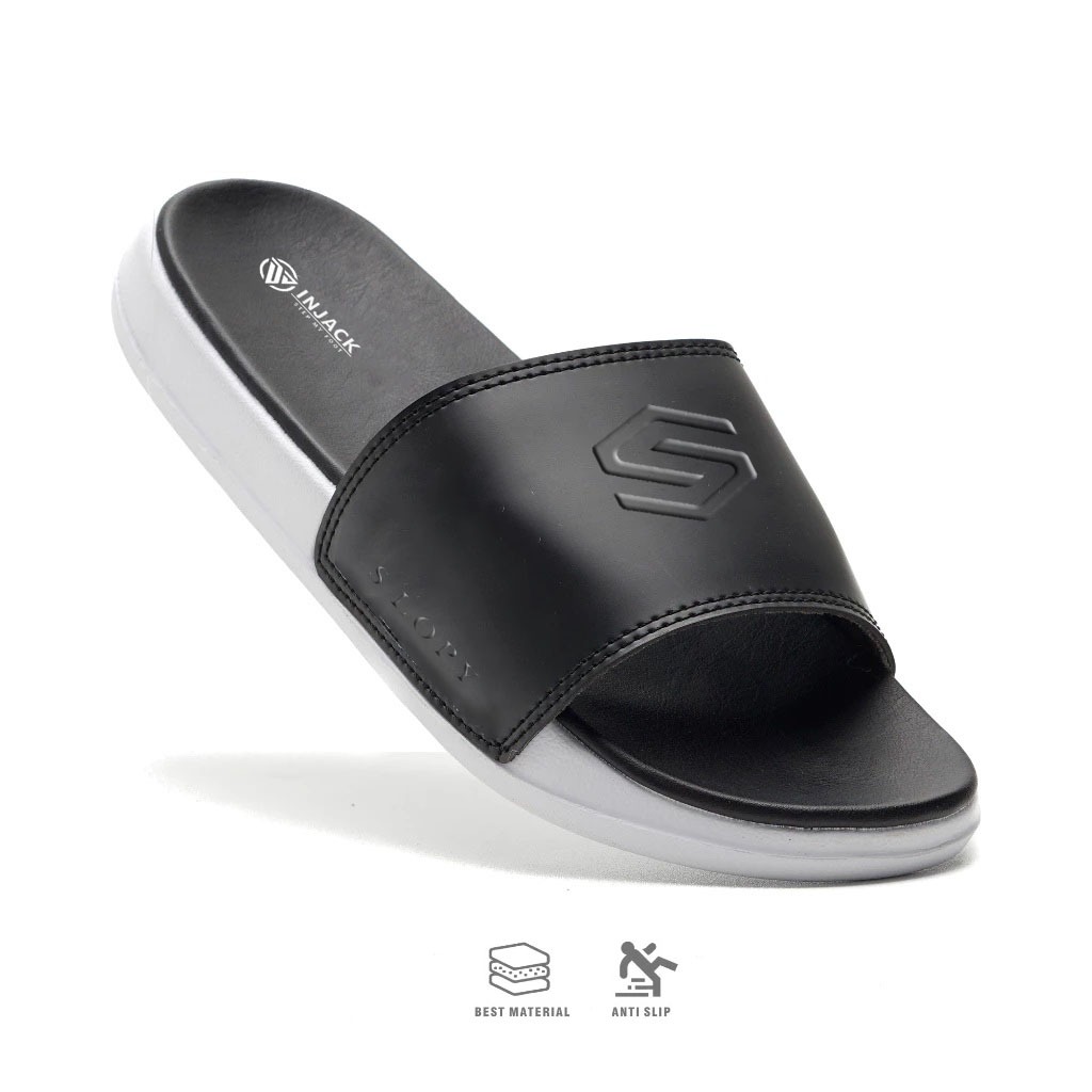 Sendal / Sandal Flat Unisex Simple NB - Hitam Termurah Terbaru Best Seller Original Premium Nyaman S