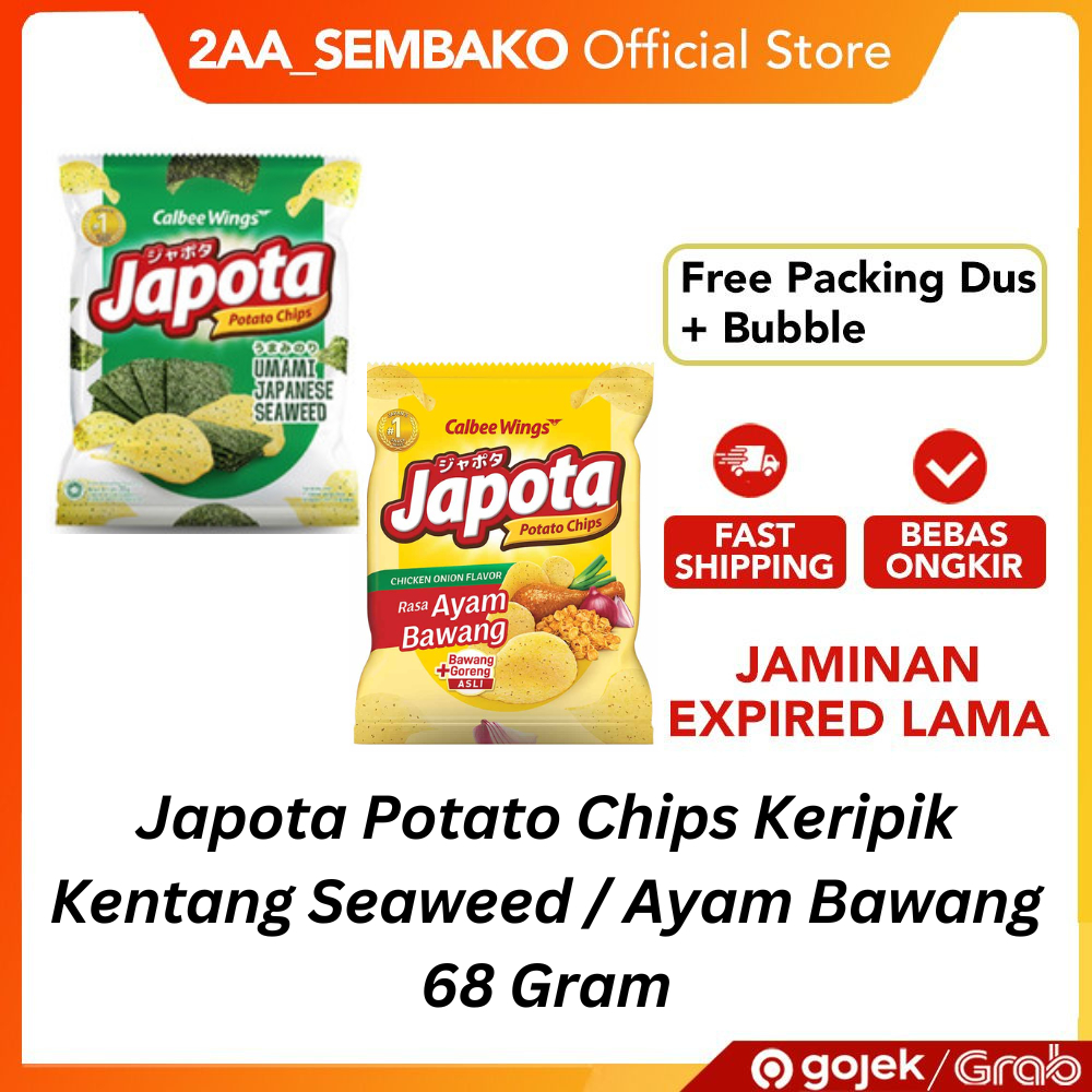 

Japota Potato Chips Keripik Kentang Seaweed Rumput Laut / Ayam Bawang 68 Gram