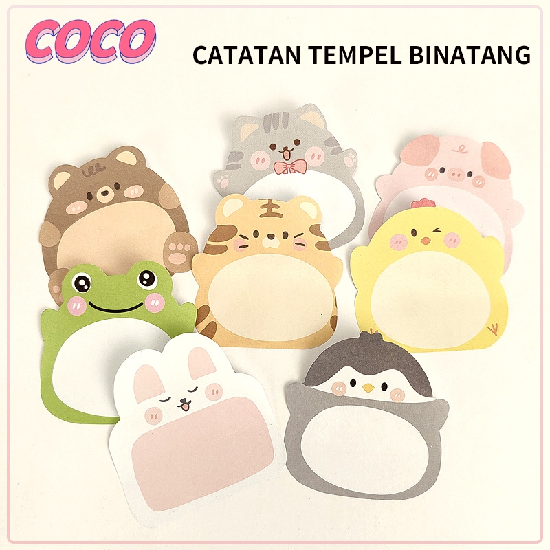 

Stiker menyenangkan pola hewan kartun lucu catatan tempel pesan catatan tempel - coco_market
