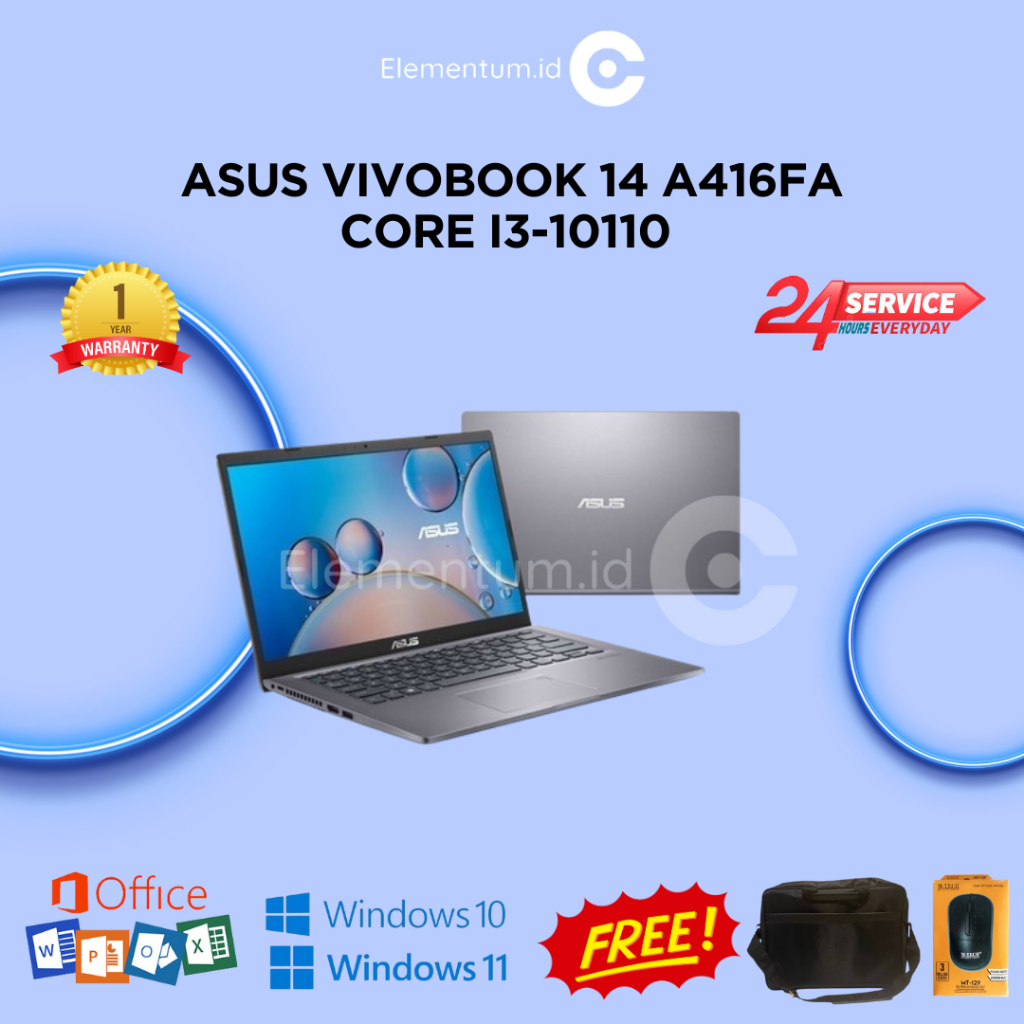 ASUS VIVOBOOK 14 A416FA CORE i3-10110 / 4GB 256GB SSD / 14" FHD WIN11