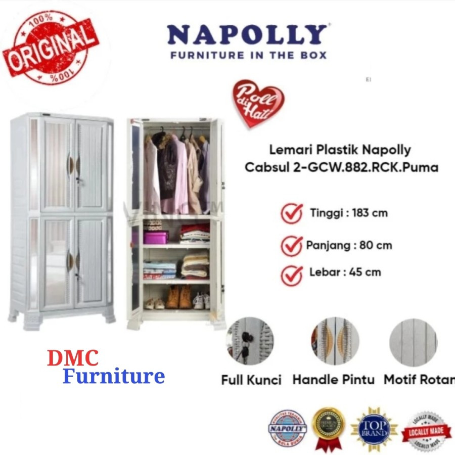 lemari plastik 2 pintu napoly lemari baju 2 pintu plastik murah