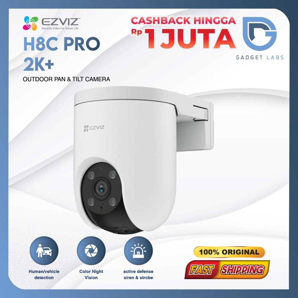 EZVIZ H8C PRO 2K+ Pan & Tilt Outdoor Smart IP Camera CCTV Wifi Jarak Jauh Lewat Hp - Garansi Resmi
