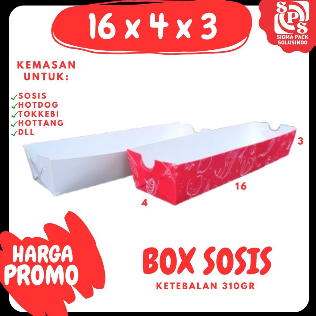 

Box Sosis 16x4x3 Dus Packing Makanan Hotdog Corndog Tokkebi Hottang Ivory Food Grade