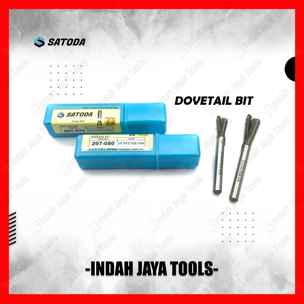 SATODA Dovetail Bit 3 4 5 6 8 10 12 mm - Router Bit Mata Profil Flutes Carbide Tipped Ekor Burung Sa