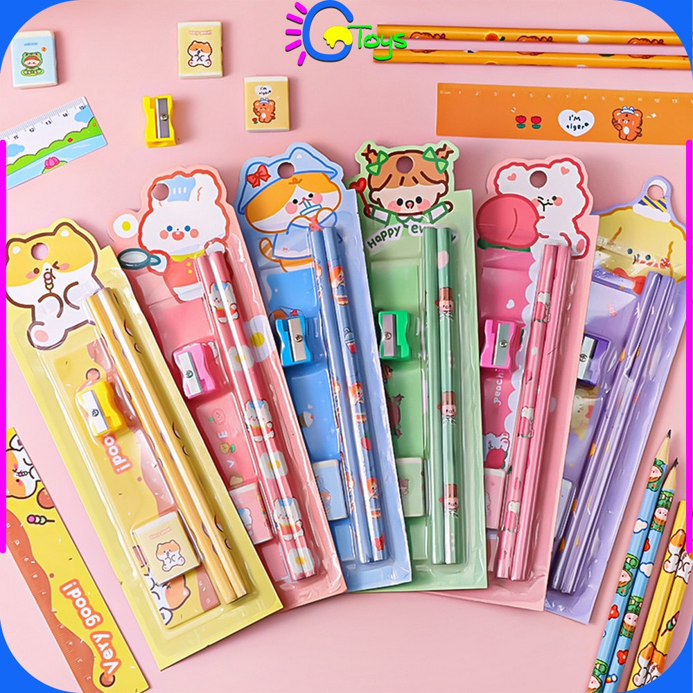 

CR-A71 Alat Tulis Set Stationery Sekolah Pensil Set Anak Karakter Kartun Lucu / Perlengkapan Sekolah Anak Penghapus Penggaris Pencil Set Import