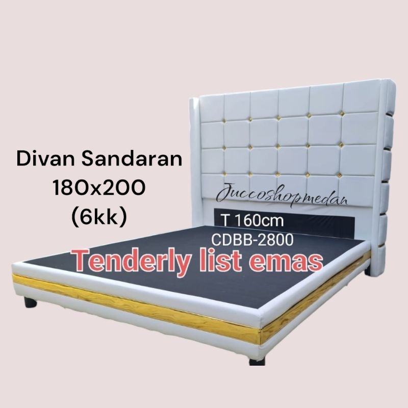 [ Jucco ] Divan Sandaran 160x200 List Gold - Divan dan Sandaran Springbed 180x200 - Kaki Springbed -