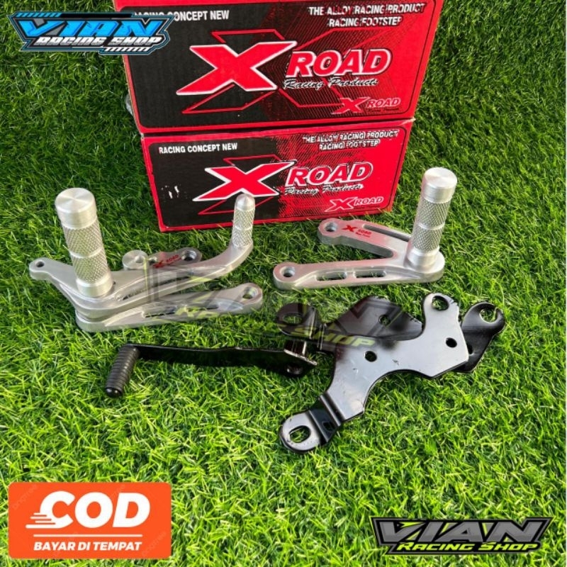 Underbune Xroad fostep ub xroad bahan alumunium tebal sudah set breket pnp motor mx king, nj mx, mx 