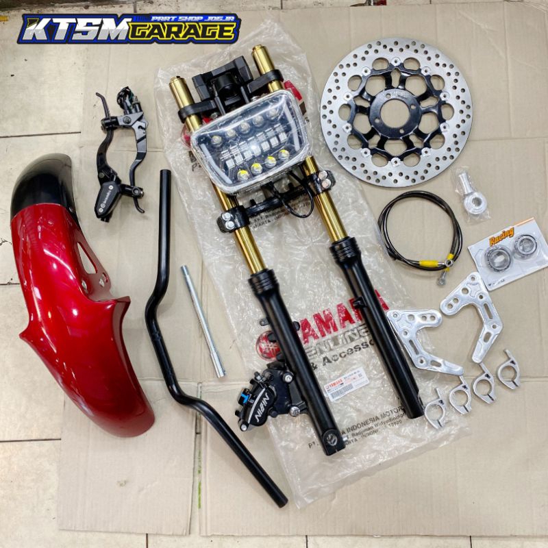 shok sok shock depan ninja ss r rr pnp yamaha rx king as gold fullset lampu daymaker kupingan slebor