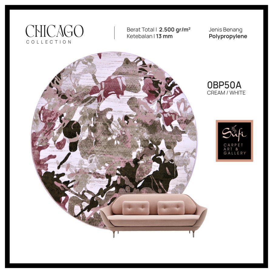 Karpet Bulat Modern Minimalis 160x160 Chicago Design Turki