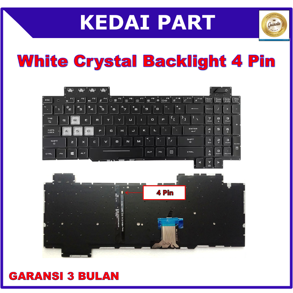 Keyboard Asus TUF FX504 FX705 FX705GM FX705DD FX705DY FX705DU White Font