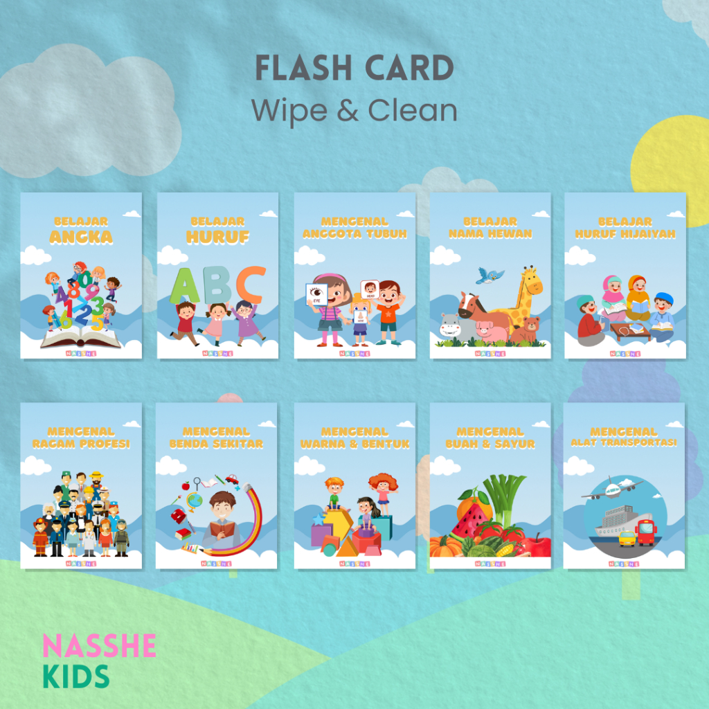 NASSHE KIDS - FLASH CARD KARTU MAINAN ANAK LENGKAP HURUF ABJAD ALFABET BELAJAR HURUF UNTUK USIA DINI