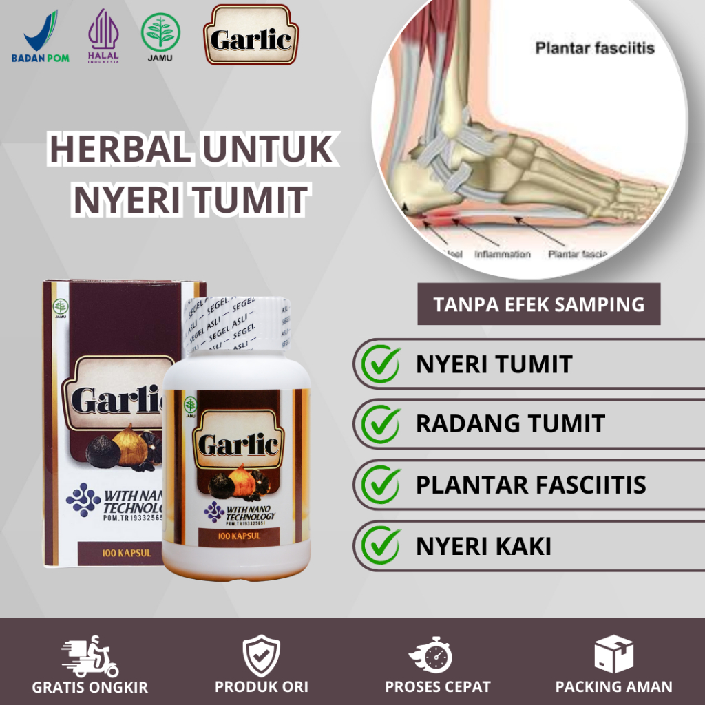 Obat Sakit Tumit, Nyeri Tumit Kaki, Fasciitis, Radang Tumit, Nyeri Kaki Dengan Black Garlic