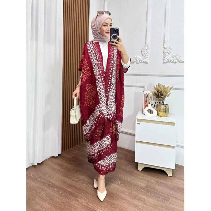 SUVA STORE- Set Outer dan Rok lilit Batik modern Viscose Cap Batik Pekalongan