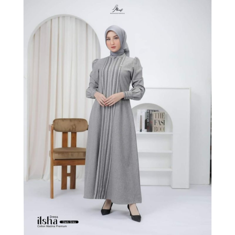 fashion Muslimah couple Dress ilsha Terbaru & original by Hijab ArRafi Gamis pengajian busana muslim