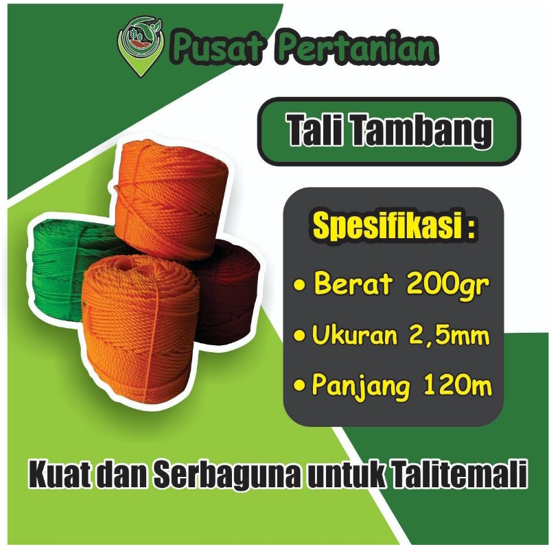 

Tali Tampar Panjang ±120m dan Ukuran 2.5mm /pcs