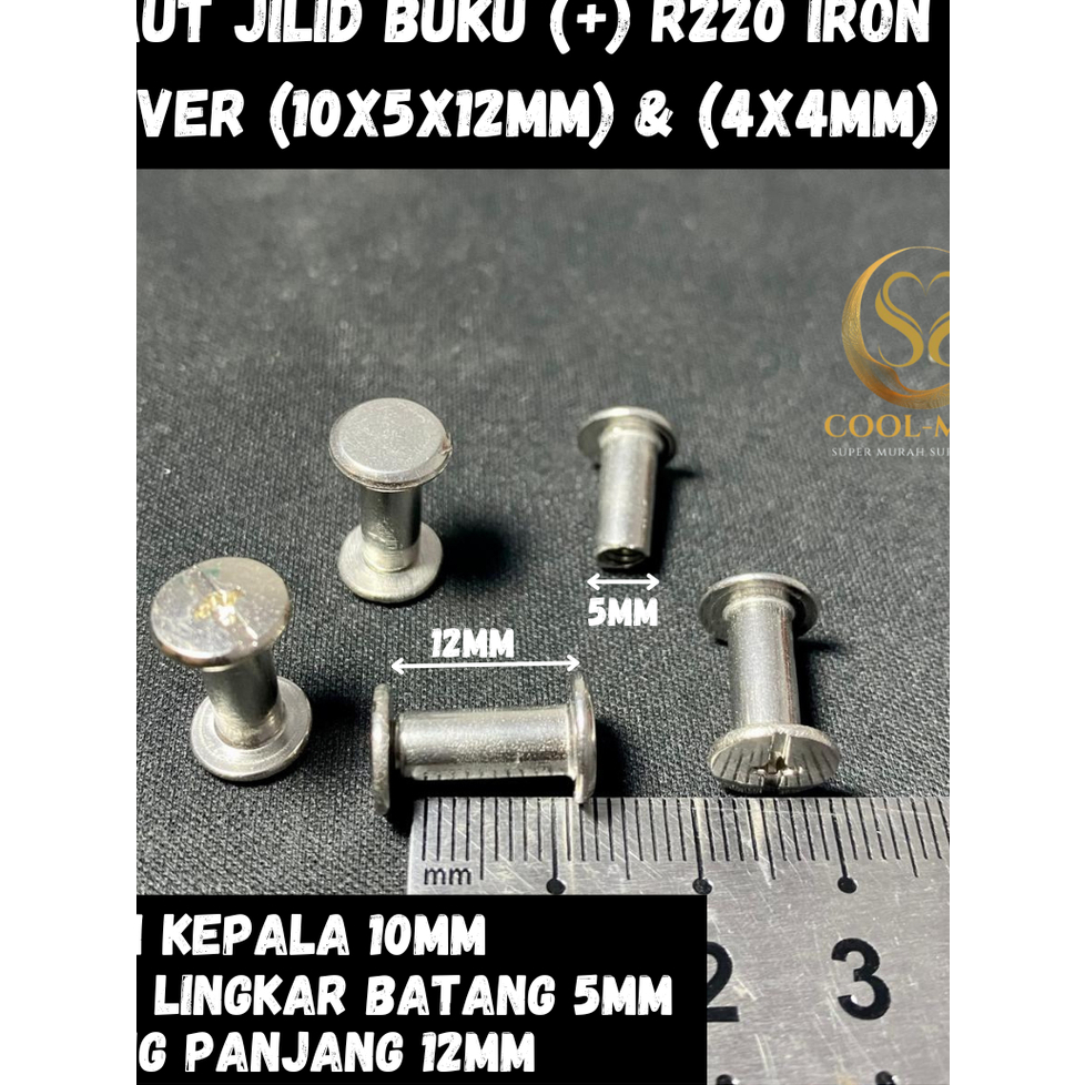 BAUT JILID BUKU (+) R220 IRON SILVER (10X5X12MM) & (4X4MM)