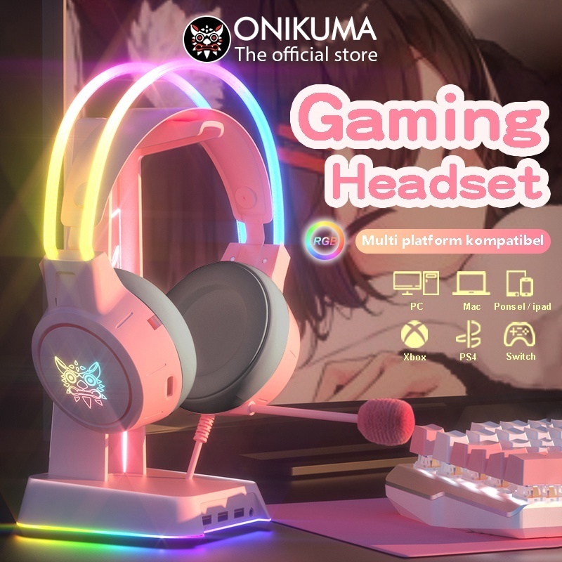 ONIKUMA X15Pro Telpon pendengar profesional, pen telpon pendengar merah muda lucu, suara rendah, cah